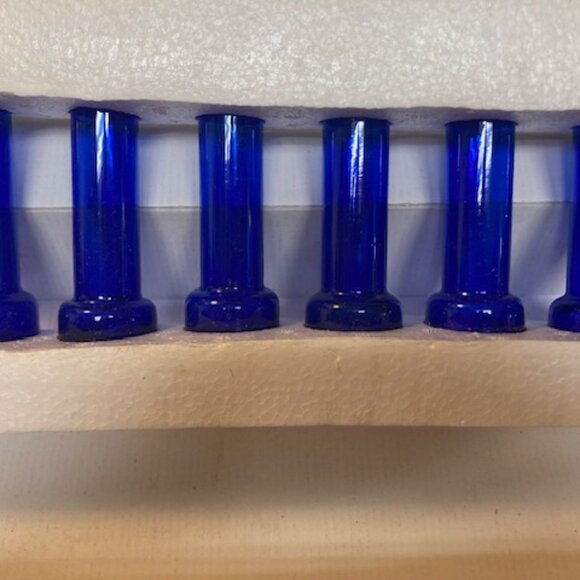 SHOOTER GLASSES Crystal Glass Colbalt Blue Set of Six By Chateau Orleans New Box - Picture 2 of 4